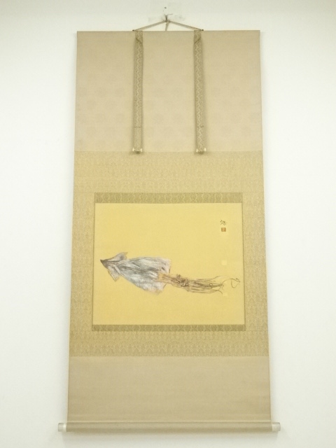 JAPANESE HANGING SCROLL / HAND PAINTED / DRIED SQUID